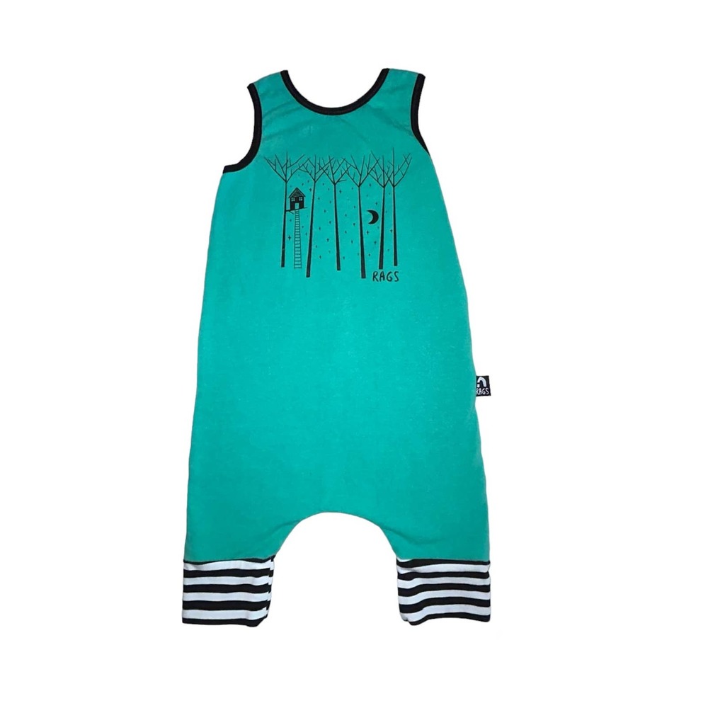 RAGS Treehouse Romper Sz 12-18m Turquoise Teal